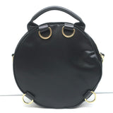 PUMA x Balmain Round Backpack Black Leather & Satin Small Crossbody Bag