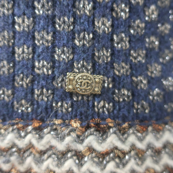 Chanel 11A Paris-Byzantine Metallic Knit Sweater Dress Navy/Multi Size 40