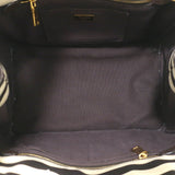 Prada Striped Canapa Canvas Medium Tote Ivory & Dark Brown Crossbody Bag