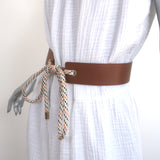 Veronica Beard Rope Tie Belt Brown Leather Size Medium