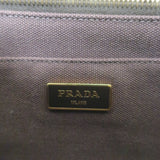 Prada Striped Canapa Canvas Medium Tote Ivory & Dark Brown Crossbody Bag