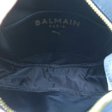 PUMA x Balmain Round Backpack Black Leather & Satin Small Crossbody Bag