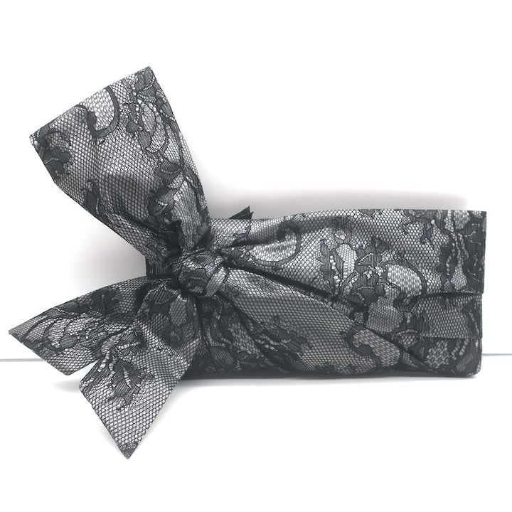 Valentino Lace Bow Clutch Black &amp; Gray Small Evening Bag