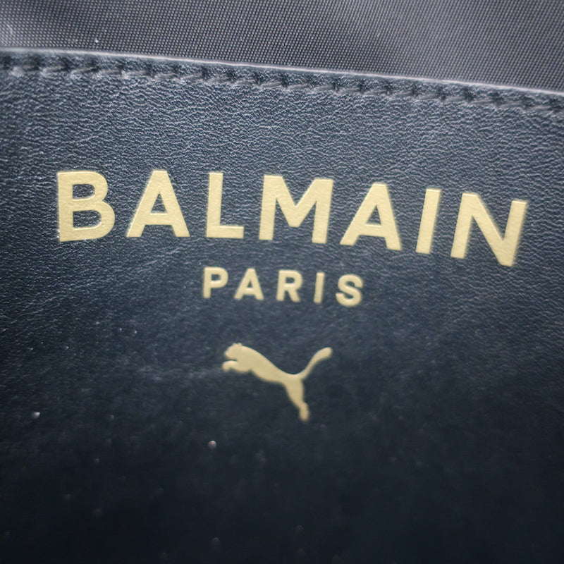 PUMA x Balmain Round Backpack Black Leather &amp; Satin Small Crossbody Bag