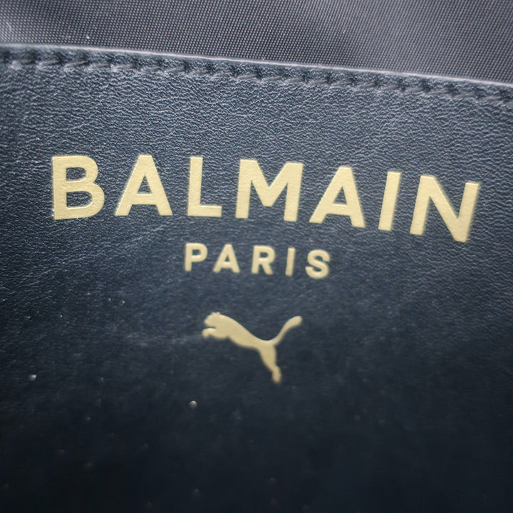 PUMA x Balmain Round Backpack Black Leather &amp; Satin Small Crossbody Bag