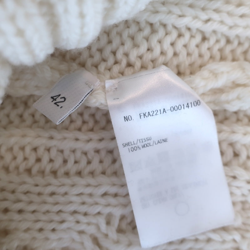 Thom Browne Cable Knit Crewneck Sweater Cream Wool Size 42
