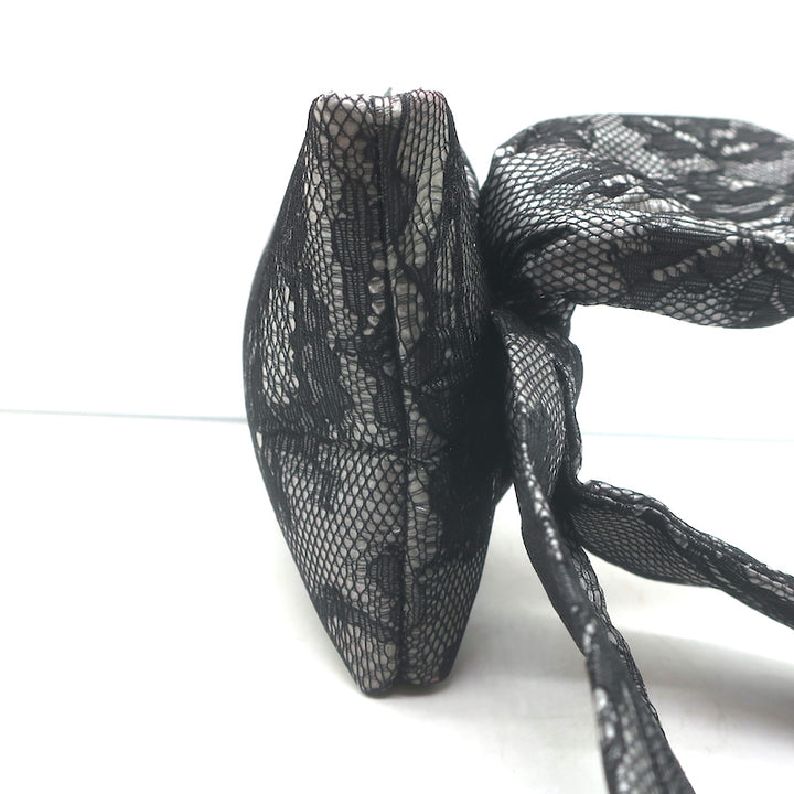 Valentino Lace Bow Clutch Black &amp; Gray Small Evening Bag