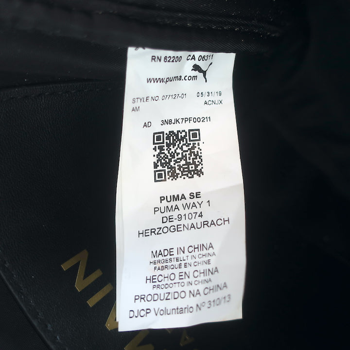 PUMA x Balmain Round Backpack Black Leather &amp; Satin Small Crossbody Bag