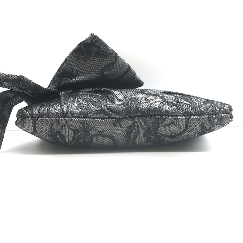 Valentino Lace Bow Clutch Black &amp; Gray Small Evening Bag