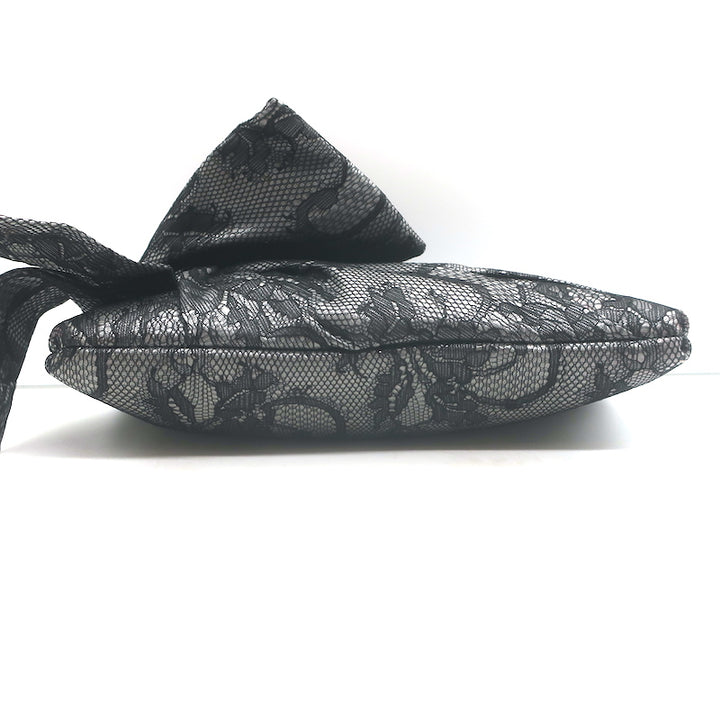 Valentino Lace Bow Clutch Black &amp; Gray Small Evening Bag