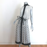 Zimmermann Polka Dot Belted Midi Dress White/Black Silk Crepe Size 1