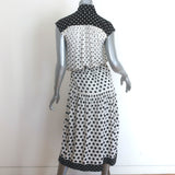 Zimmermann Polka Dot Belted Midi Dress White/Black Silk Crepe Size 1