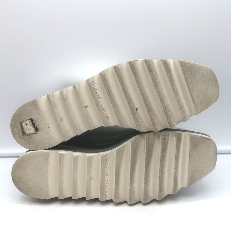 Stella McCartney Sneak Elyse platform sneakers, silver faux leather, authentic pre-owned, lightly worn, size 39