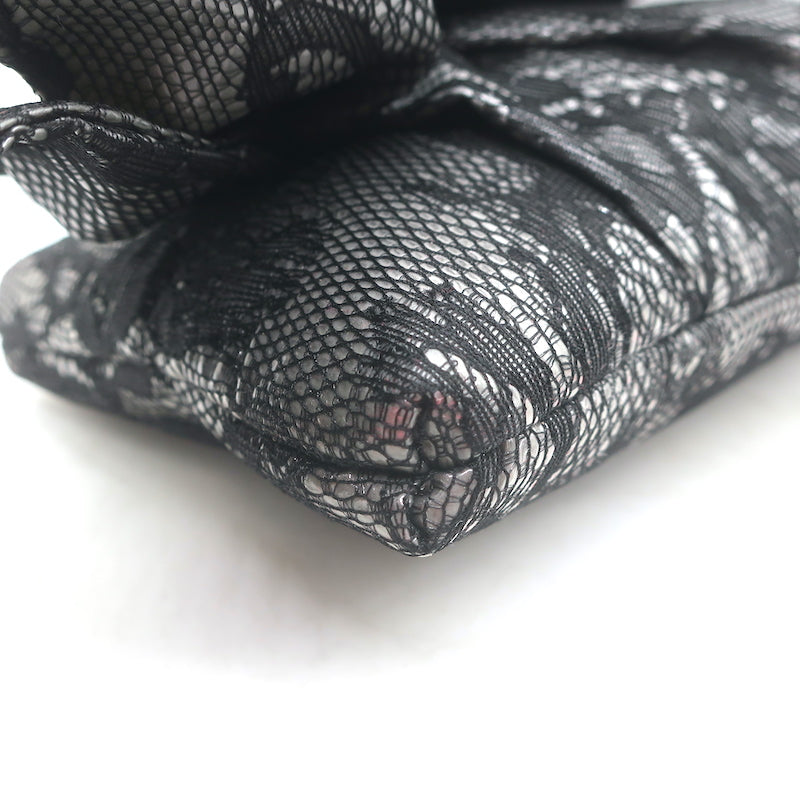 Valentino Lace Bow Clutch Black &amp; Gray Small Evening Bag