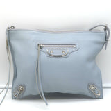 Balenciaga Metallic Edge Flat Wristlet Clutch Powder Blue Leather