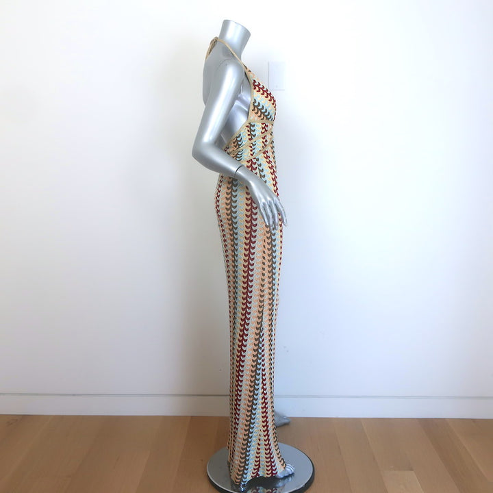 Alexis Enna Metallic Knit Halter Maxi Dress Gold/Multicolor Size Small