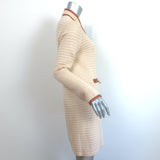 Tory Burch Leather-Trimmed Sweater Coat Ivory Merino Wool Size Medium