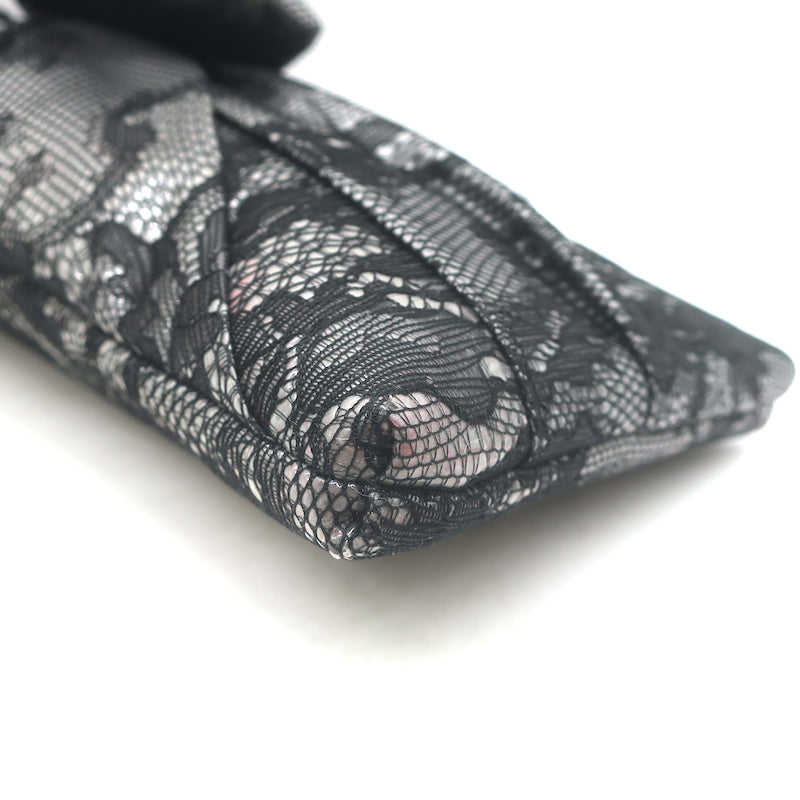 Valentino Lace Bow Clutch Black &amp; Gray Small Evening Bag