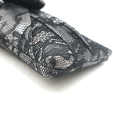 Valentino Lace Bow Clutch Black & Gray Small Evening Bag