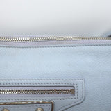 Balenciaga Metallic Edge Flat Wristlet Clutch Powder Blue Leather
