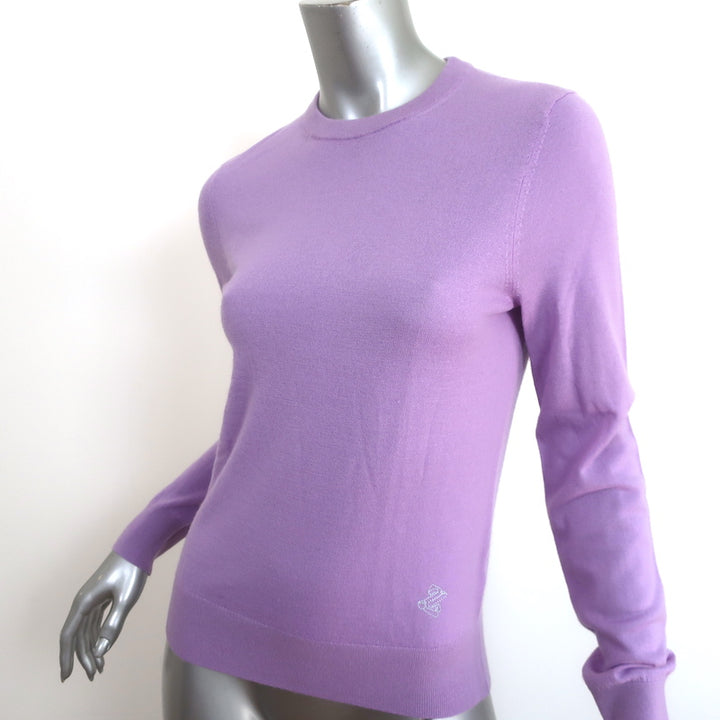 Zimmermann Logo-Embroidered Cashmere Sweater Lilac Size 1 Crewneck Pullover