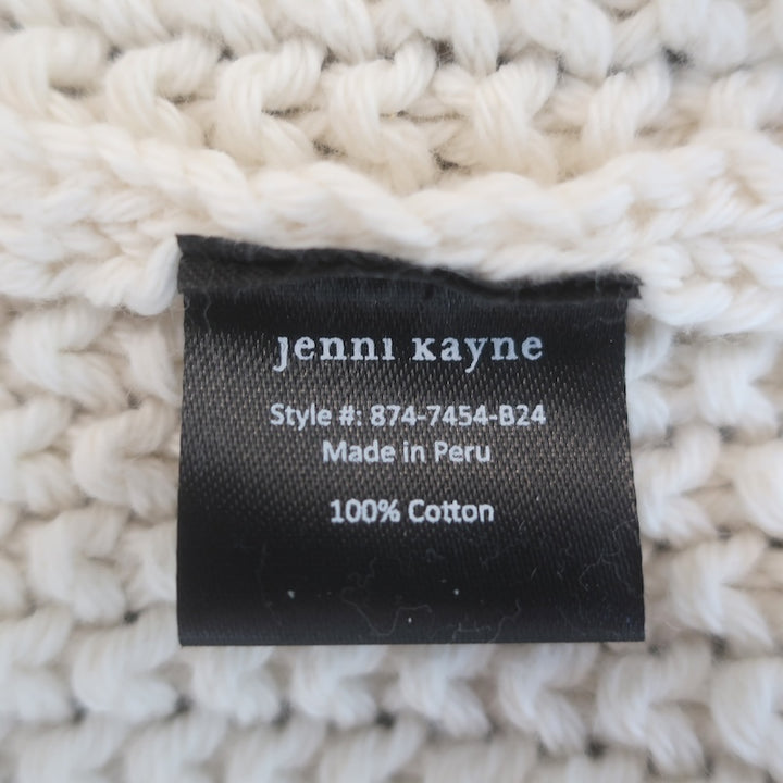 Jenni Kayne Cotton Cable Knit Half Zip Sweater Cream Size Small