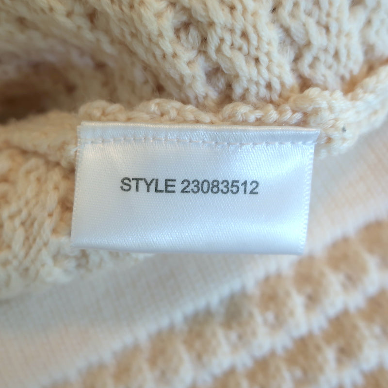 Tory Burch Leather-Trimmed Sweater Coat Ivory Merino Wool Size Medium
