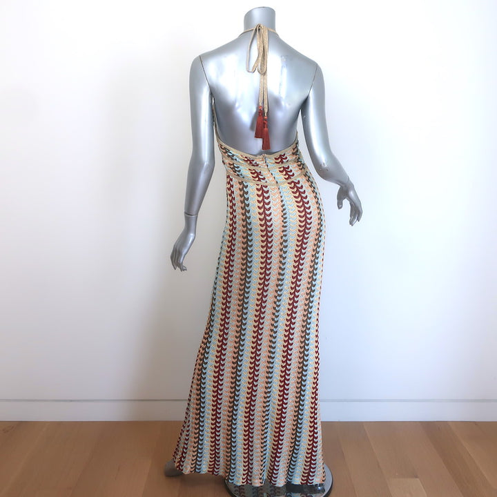 Alexis Enna Metallic Knit Halter Maxi Dress Gold/Multicolor Size Small