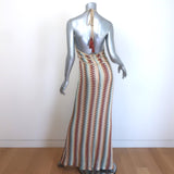 Alexis Enna Metallic Knit Halter Maxi Dress Gold/Multicolor Size Small