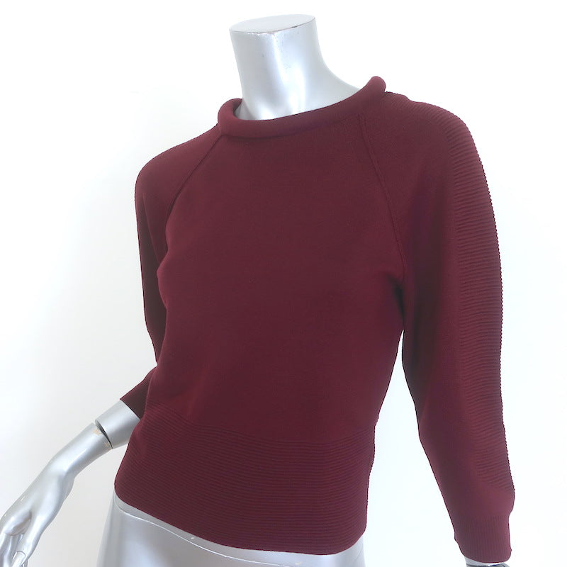 Alexander McQueen Padded Neckline Sweater Burgundy Wool Size Extra Large