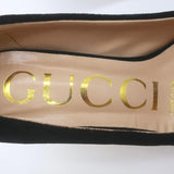 Gucci Web Bow Pointed Toe Pumps Black Velvet Size 36 NEW