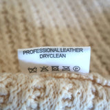 Tory Burch Leather-Trimmed Sweater Coat Ivory Merino Wool Size Medium