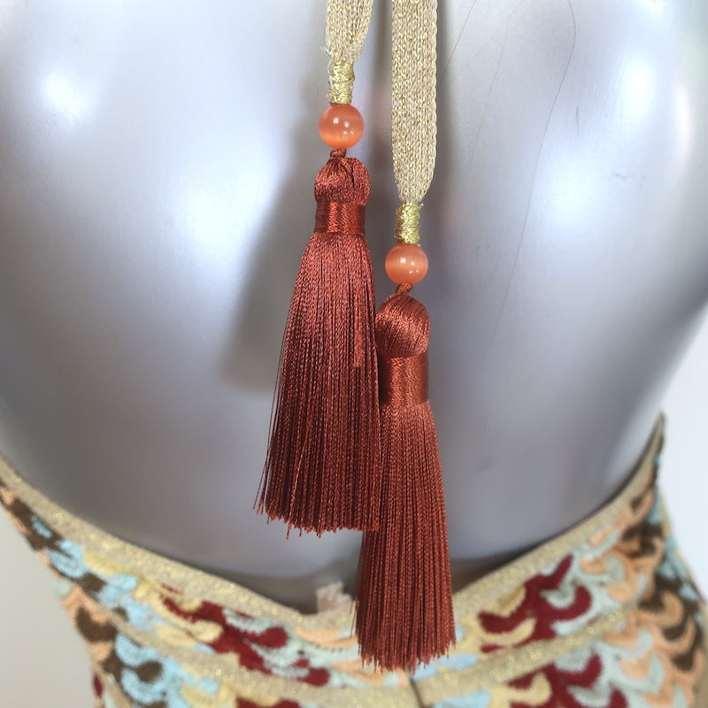 Alexis Enna Metallic Knit Halter Maxi Dress Gold/Multicolor Size Small