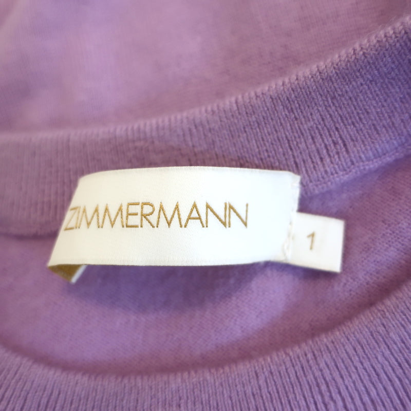Zimmermann Logo-Embroidered Cashmere Sweater Lilac Size 1 Crewneck Pullover