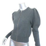 Isabel Marant Etoile Lemmy Puff Sleeve Zip-Up Cardigan Gray Cotton-Blend Size 36