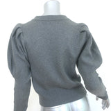 Isabel Marant Etoile Lemmy Puff Sleeve Zip-Up Cardigan Gray Cotton-Blend Size 36