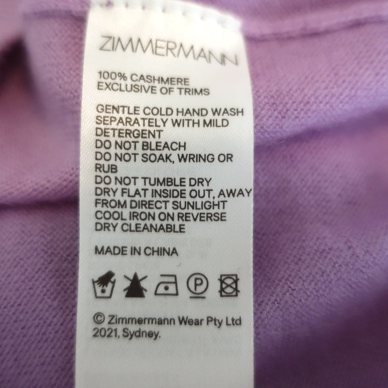 Zimmermann Logo-Embroidered Cashmere Sweater Lilac Size 1 Crewneck Pullover