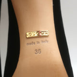 Gucci Web Bow Pointed Toe Pumps Black Velvet Size 36 NEW