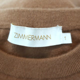 Zimmermann Logo-Embroidered Cashmere Sweater Brown Size 1 Crewneck Pullover