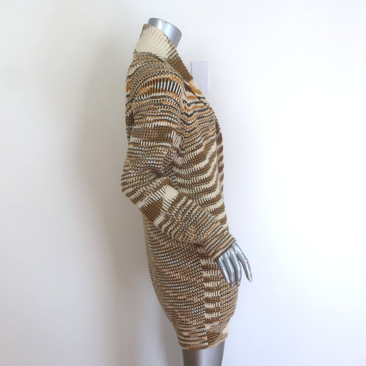 M Missoni Space Dye Striped Knit Cardigan Cream/Tan Merino Wool Size Large