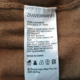 Zimmermann Logo-Embroidered Cashmere Sweater Brown Size 1 Crewneck Pullover