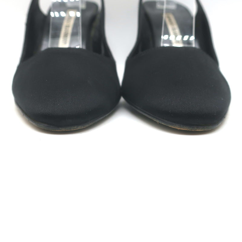 Manolo Blahnik Satin Slingback Pumps Black Size 36.5