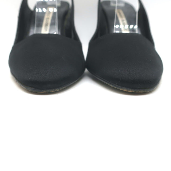 Manolo Blahnik Satin Slingback Pumps Black Size 36.5