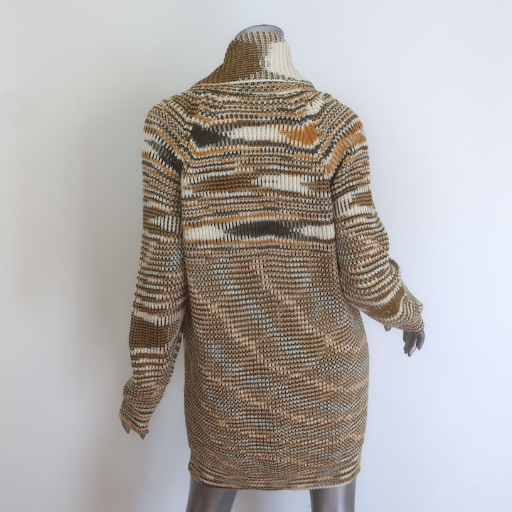 M Missoni Space Dye Striped Knit Cardigan Cream/Tan Merino Wool Size Large