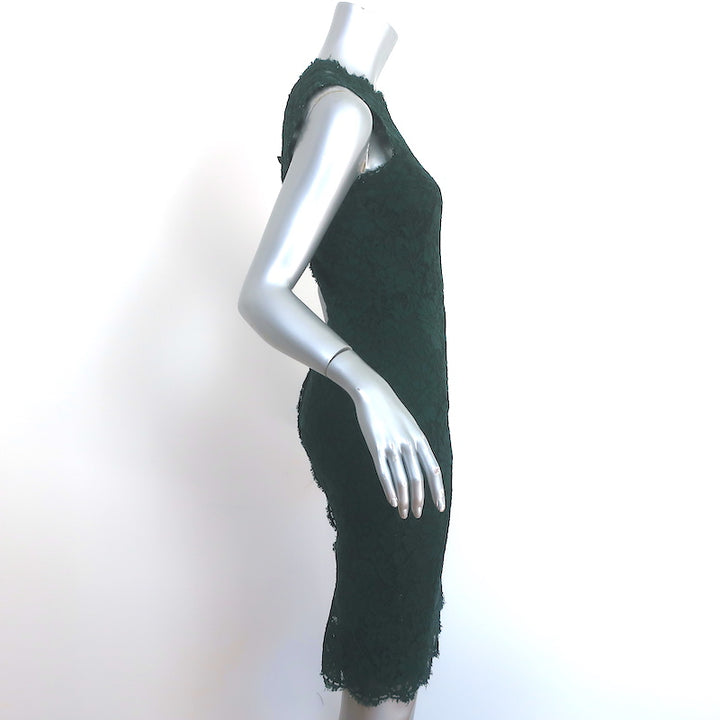 Valentino Bow-Back Lace Dress Dark Green Size 2 Sleeveless Sheath