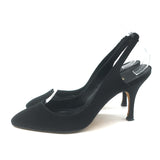 Manolo Blahnik Satin Slingback Pumps Black Size 36.5