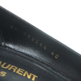 Saint Laurent Kiki pointed-toe kitten-heel pumps in black patent leather, authentic pre-owned and gently worn.