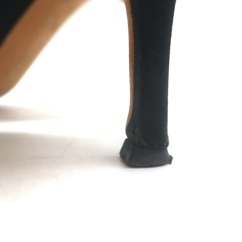 Manolo Blahnik Satin Slingback Pumps Black Size 36.5