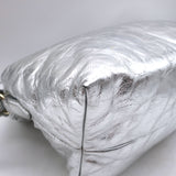 Dries Van Noten Silver Metallic Crinkled Leather Medium Crossbody Shoulder Bag