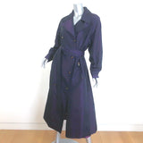 Vintage Chanel Silk Trench Coat Dark Purple Size 46 Double Breasted Jacket